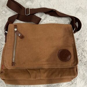 AUGUR STRAUSS & CO. Brown Canvas Crossbody Messenger Bag - UNISEX